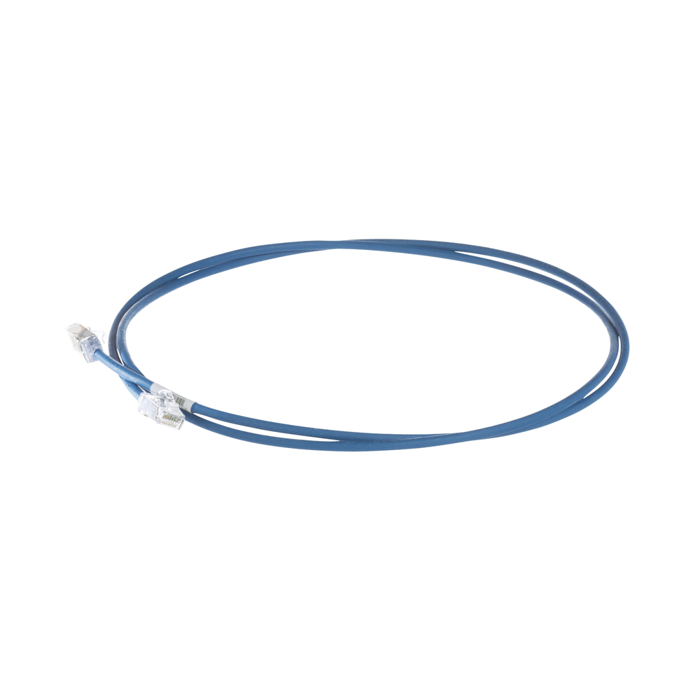 Cat6A Patch Cord, Small Diameter 28 AWG, Shielded S/FTP, CM/LS0H, 1m, Blue