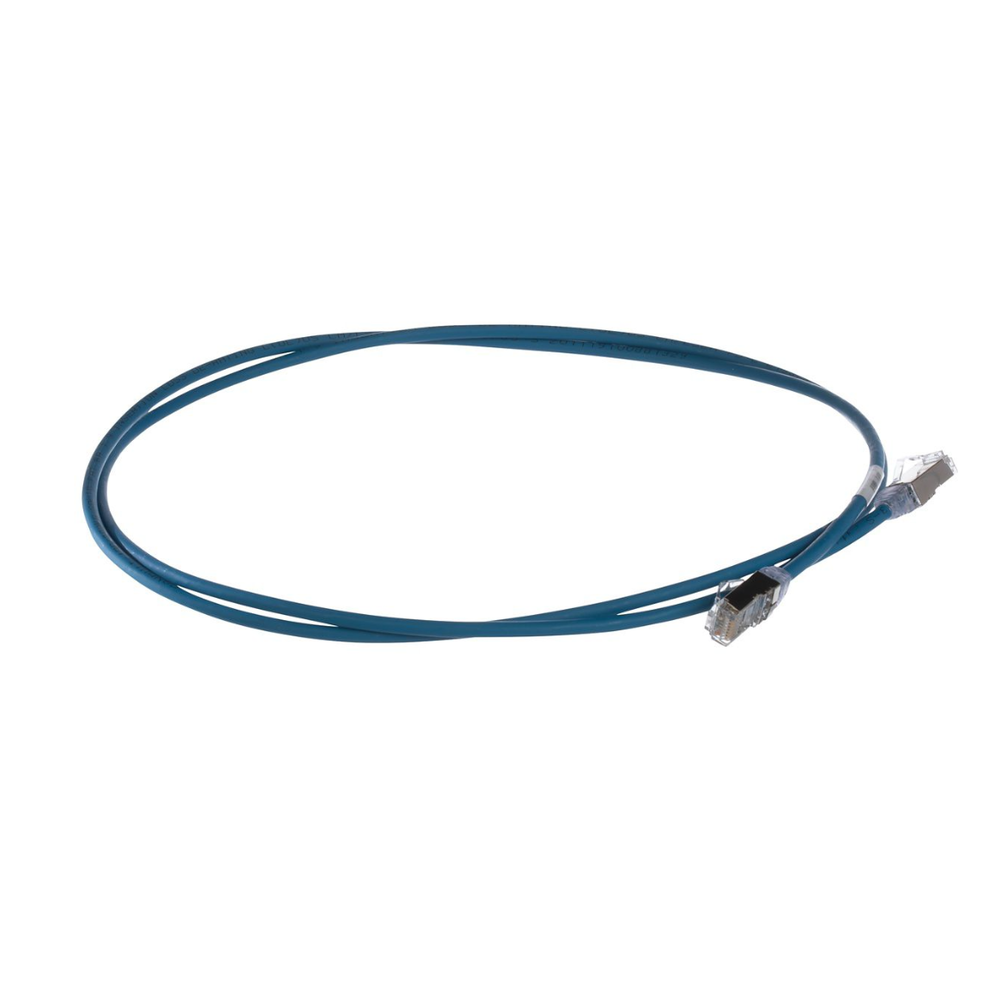 Cat6A Patch Cord, Small Diameter 28 AWG, Shielded S/FTP, CM/LS0H, 2m, Blue