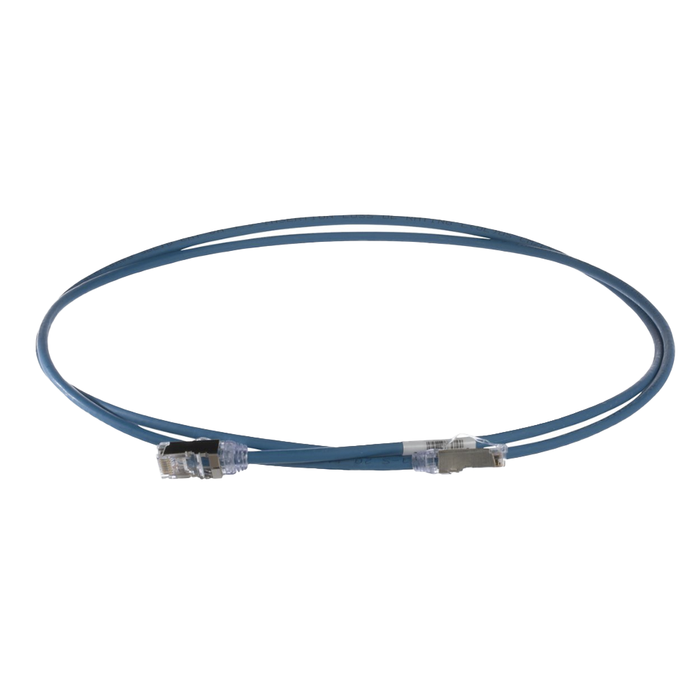 Cat6A Patch Cord, Small Diameter 28 AWG, Shielded S/FTP, CM/LS0H, 3m, Blue
