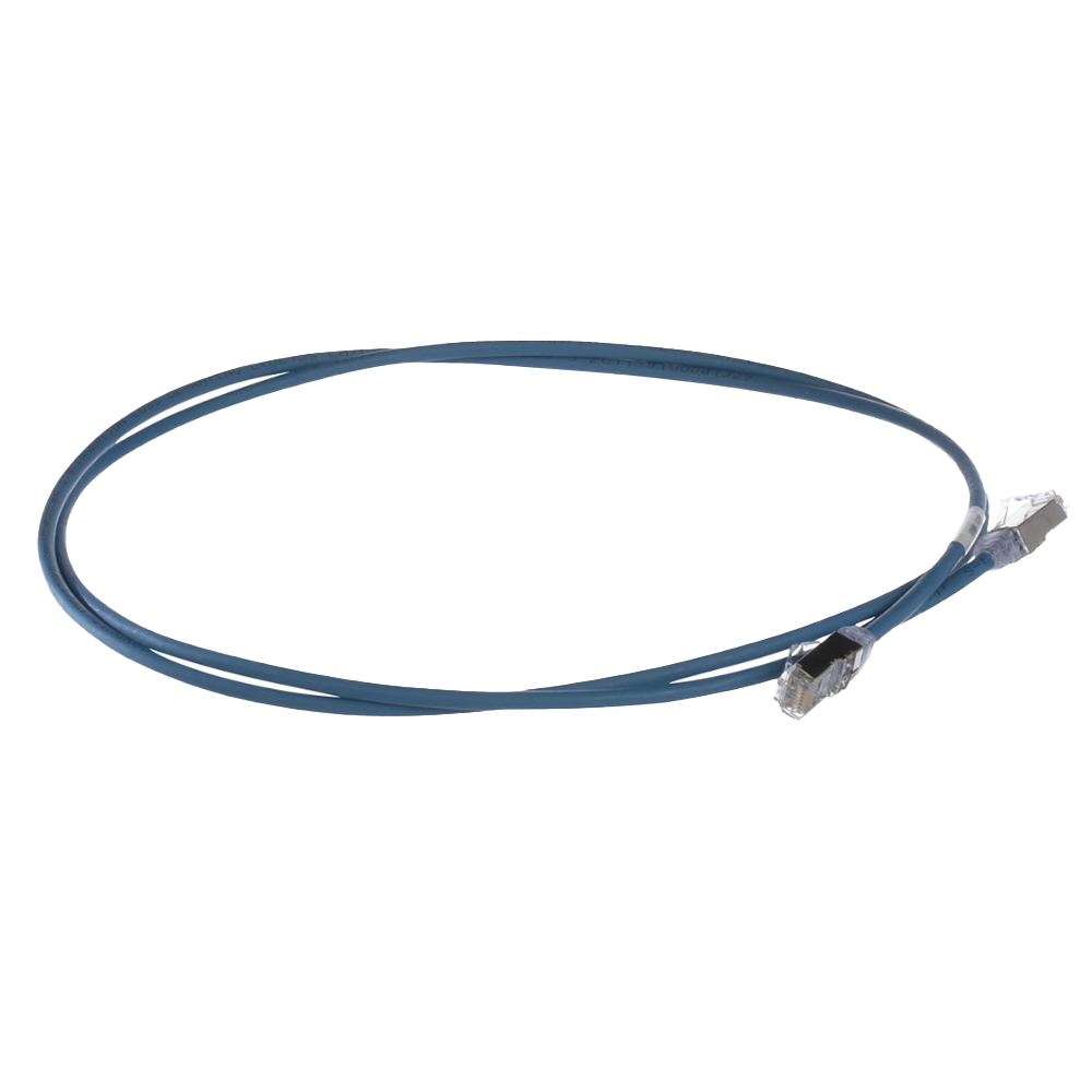 Cat6A Patch Cord, Small Diameter 28 AWG, Shielded S/FTP, CM/LS0H, 3m, Blue