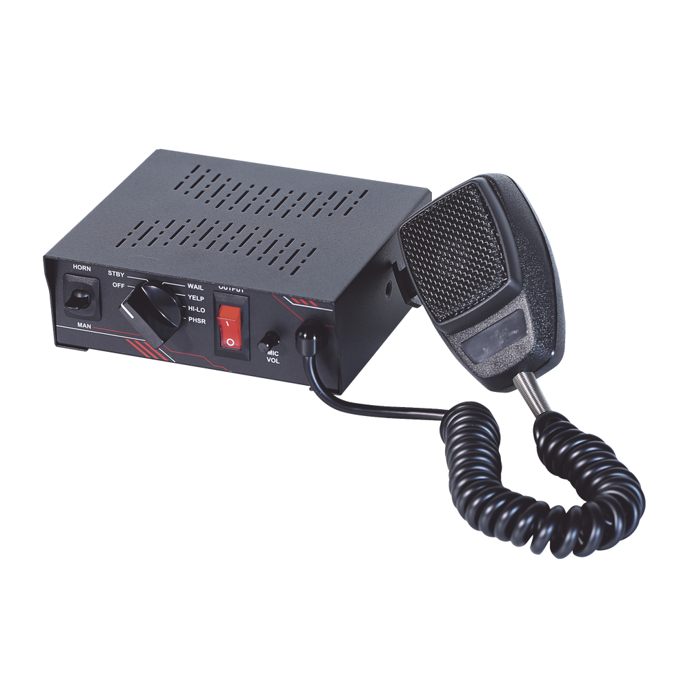 100W Vehicle Siren with 6-Position Rotary Switch and Built-in Heavy-Duty Microphone