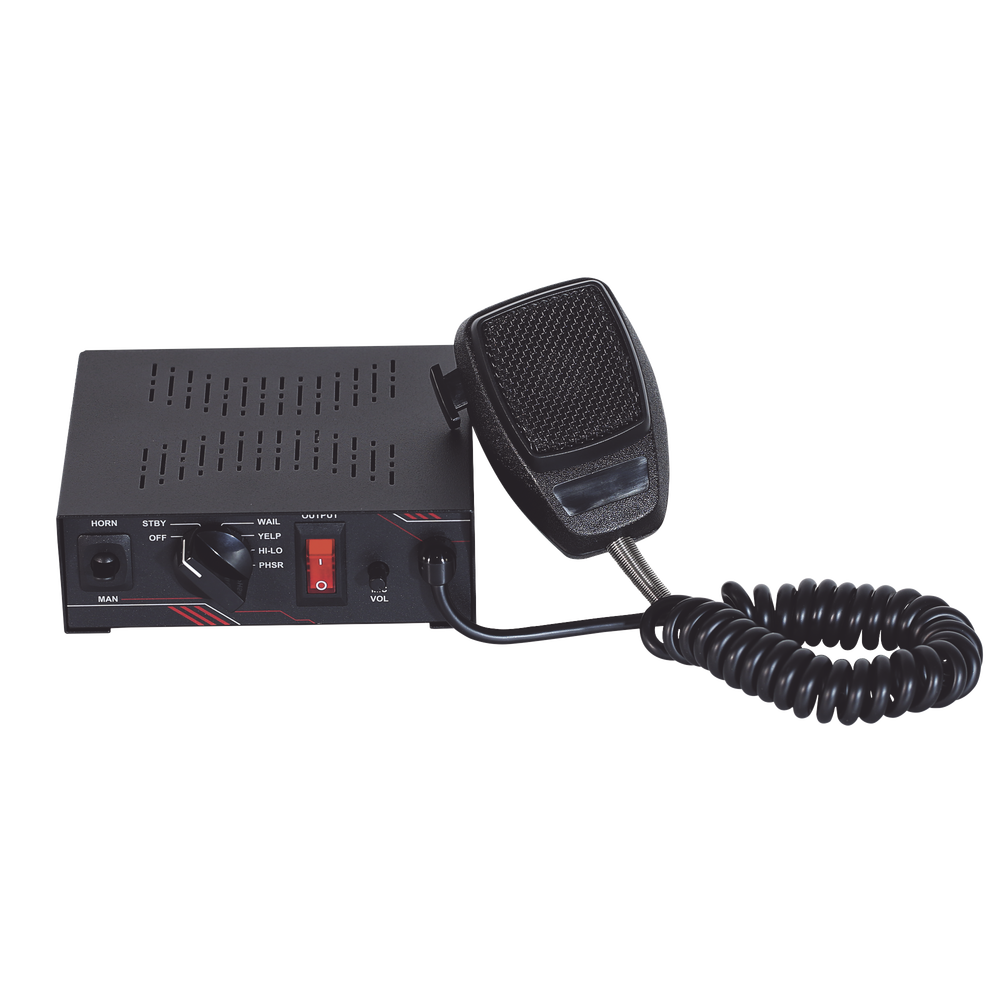 100W Vehicle Siren with 6-Position Rotary Switch and Built-in Heavy-Duty Microphone