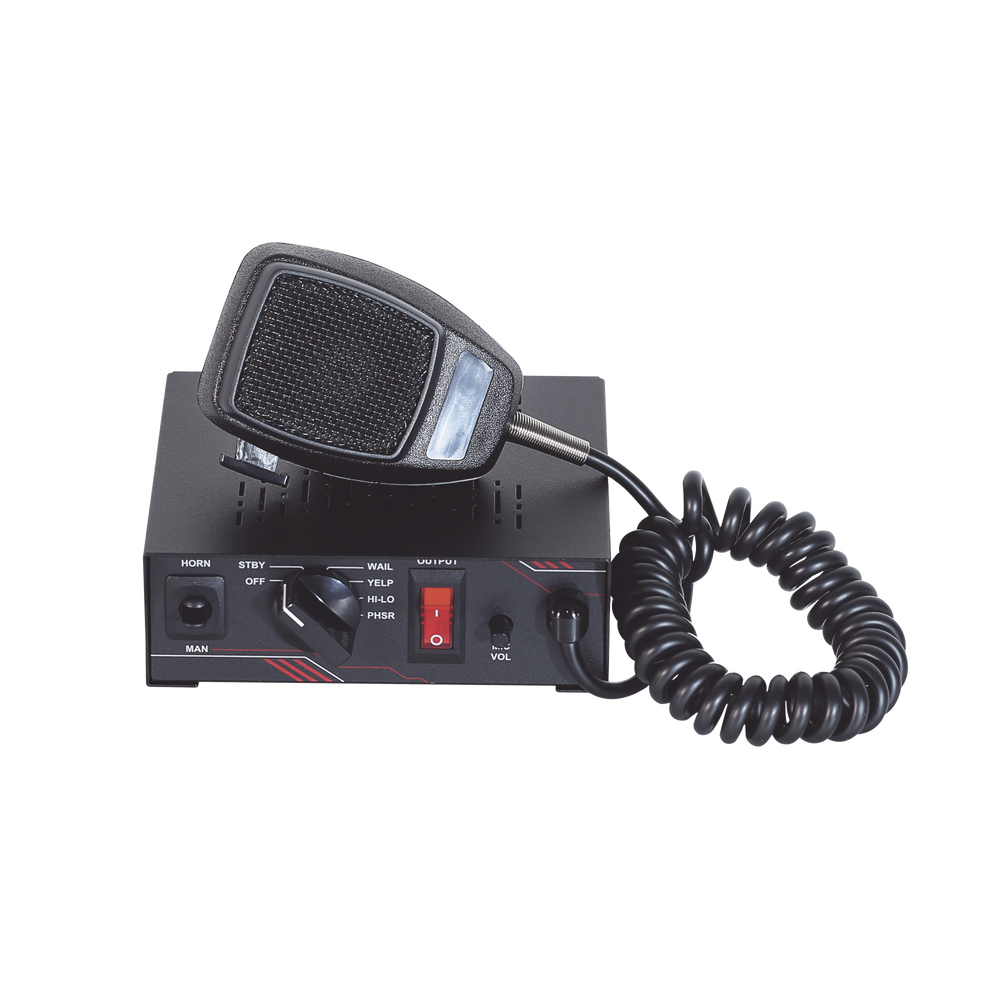 100W Vehicle Siren with 6-Position Rotary Switch and Built-in Heavy-Duty Microphone