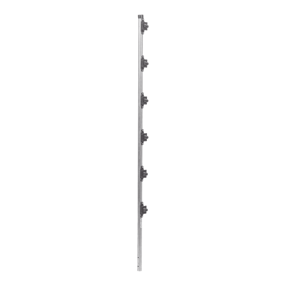 Poste con 6 Aisladores de PASO para Cerca Electrificada. Tubo Galva. de 1.4m, cal. 18 de 1" Diam. (Sin pintar).