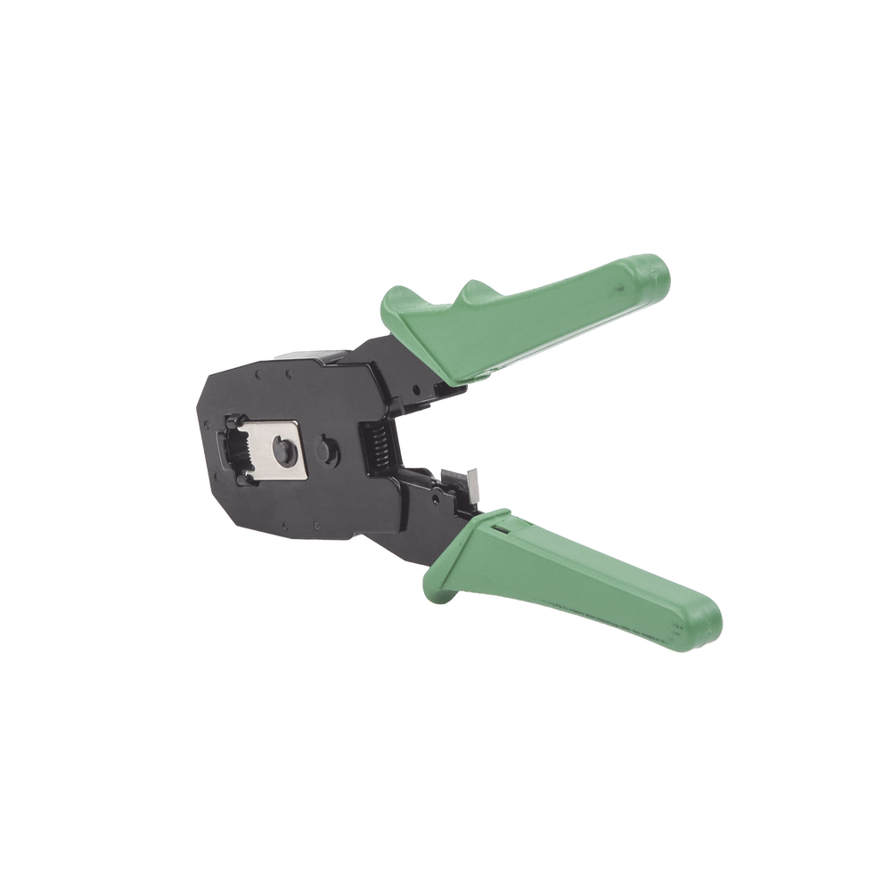 Crimping pliers for UTP5 and UTP6 cables with cavities for 4 and 6-wire RJ11 and 8-wire RJ45