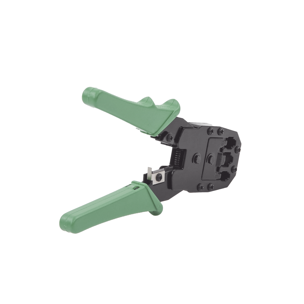 Crimping pliers for UTP5 and UTP6 cables with cavities for 4 and 6-wire RJ11 and 8-wire RJ45