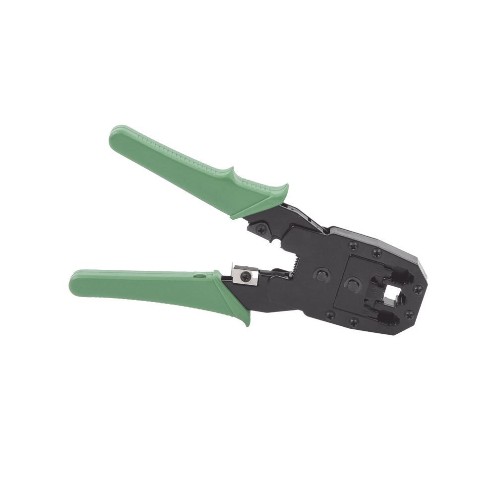 Crimping pliers for UTP5 and UTP6 cables with cavities for 4 and 6-wire RJ11 and 8-wire RJ45