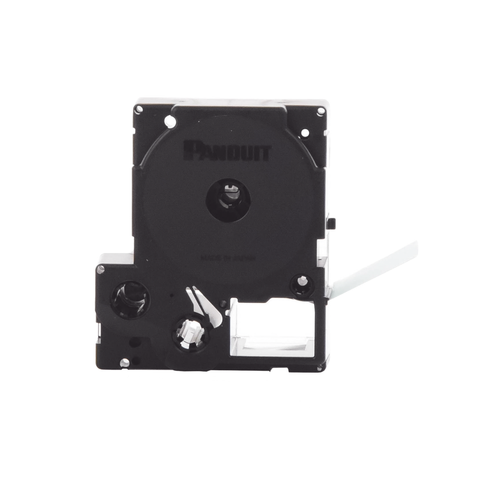 Casete de Etiquetas de Vinilo de Cinta Continua, Color Negro Sobre Blanco, Uso Interior/Exterior, 36 mm (1.5 in) de Ancho x 7.6 Metros de Largo