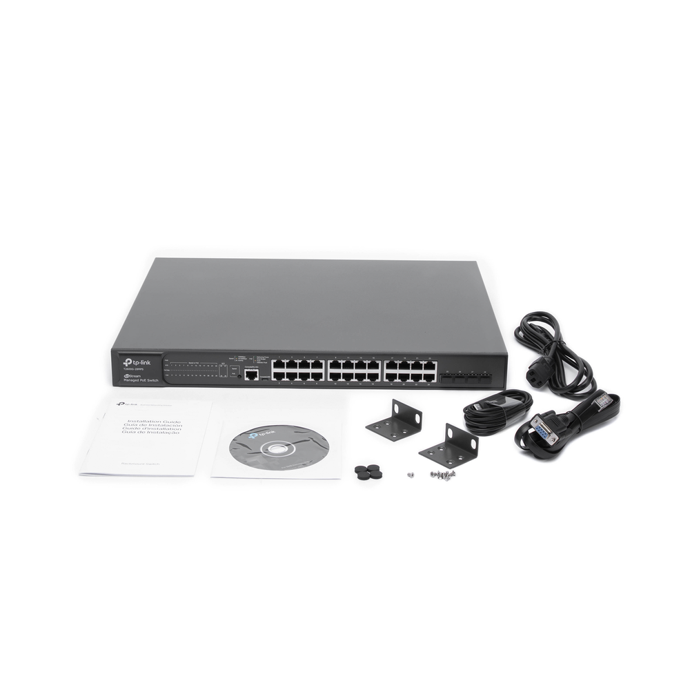 JetStream PoE+ Managed Layer 2 Switch, 24 10/100/1000 Mbps Ports + 4 SFP Ports 384 W