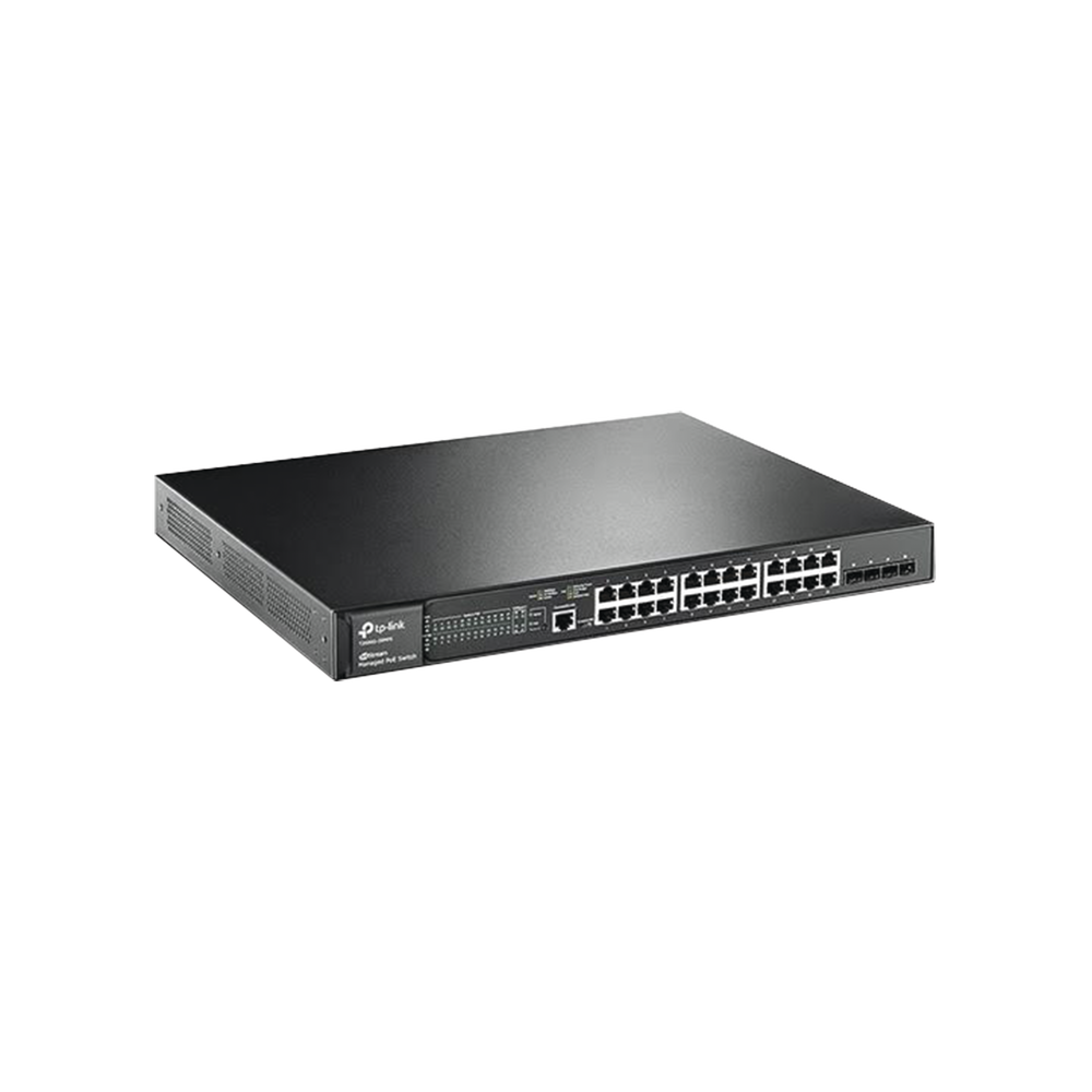 Switch JetStream PoE+ administrable Capa 2, 24 puertos 10/100/1000 Mbps + 4 puertos SFP 384 W