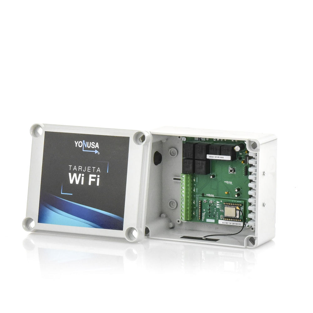 WIFI module with cabinet for use in YONUSA Energizers/Free application/Remote activation of 4 relay-type outputs with high capacity.