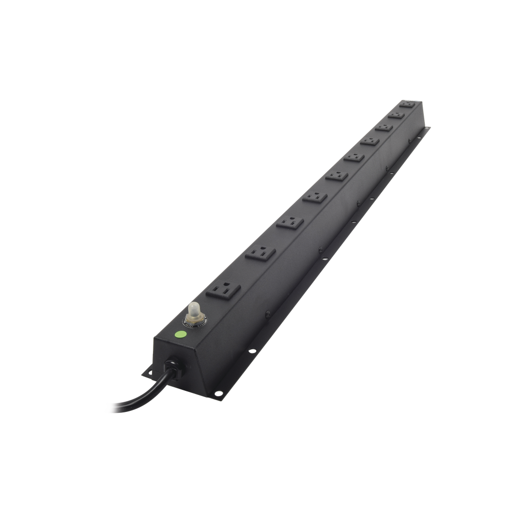 10-Conductor Vertical Power Strip (PDU) (NEMA 5-15R). Input/Output Voltage: 120Vac/15A
