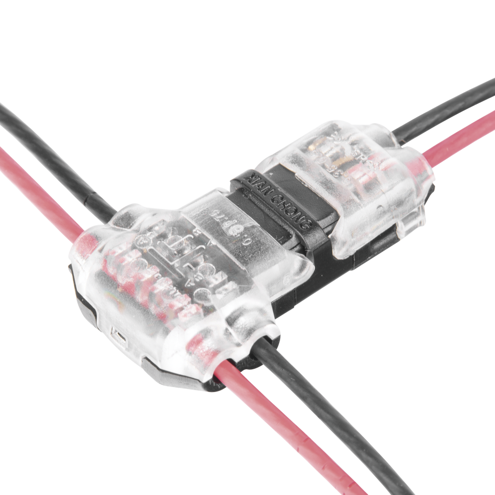 T-shaped connector for 2 contacts / For quick connection