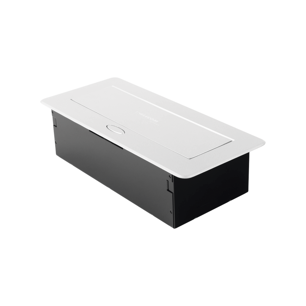 Caja horizontal de escritorio, con conector RJ45 Cat5e, RJ11, 2 contactos de 125v (11000-73201)