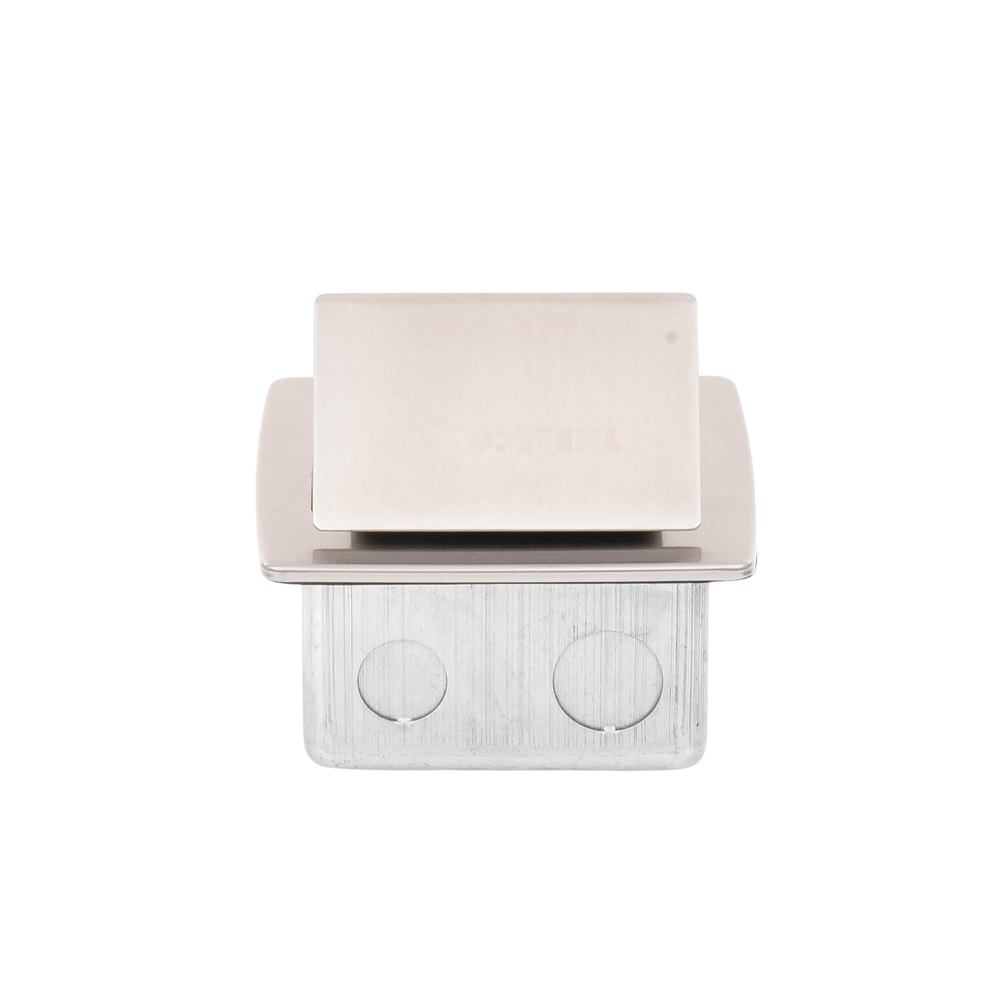 Mini caja de piso rectangular en acero inoxidable con 2 contactos eléctricos (11000-21201)