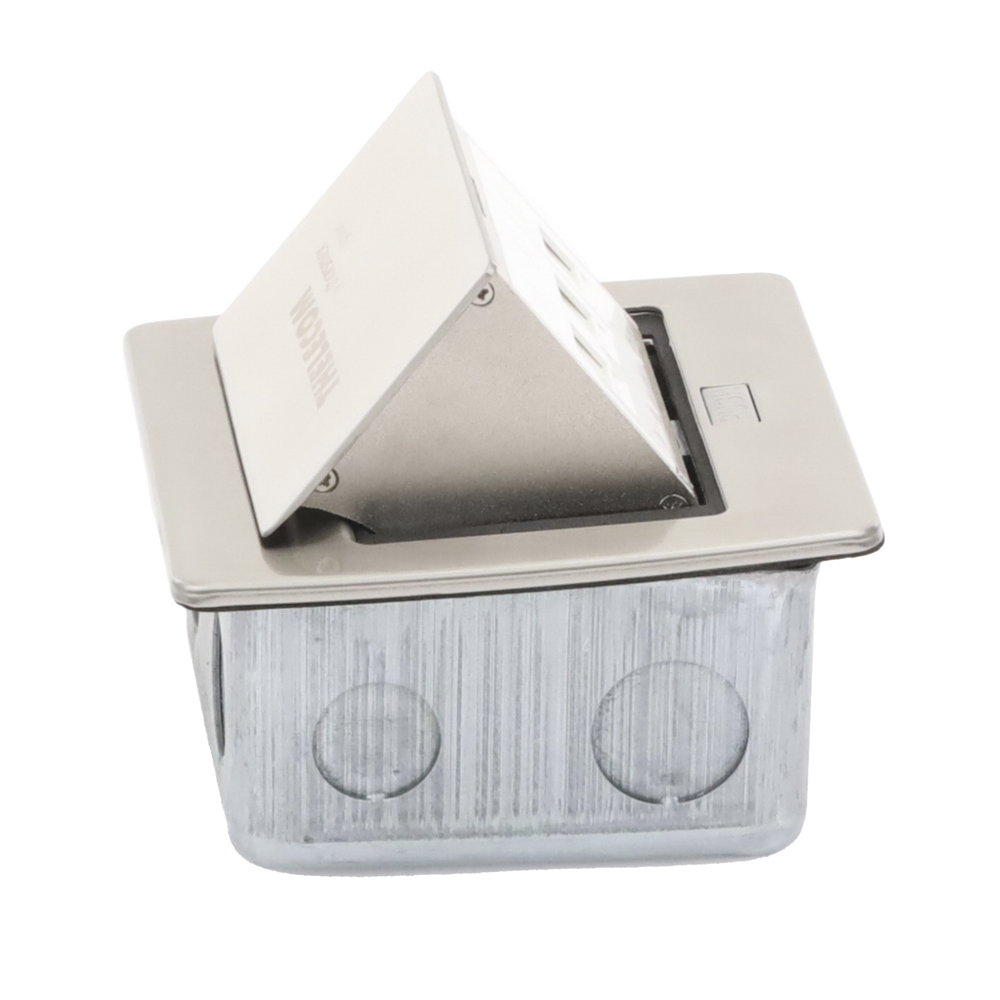 Mini caja de piso rectangular para datos y conectores tipo Keystone, Color y material en acero inoxidable (3 puertos) (11000-21202)