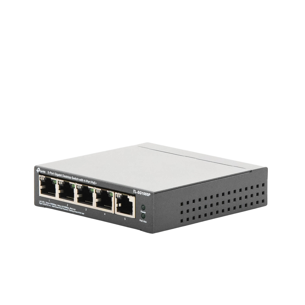 5-Port Gigabit PoE Switch, with 4 802.3af/at PoE ports up to 56W