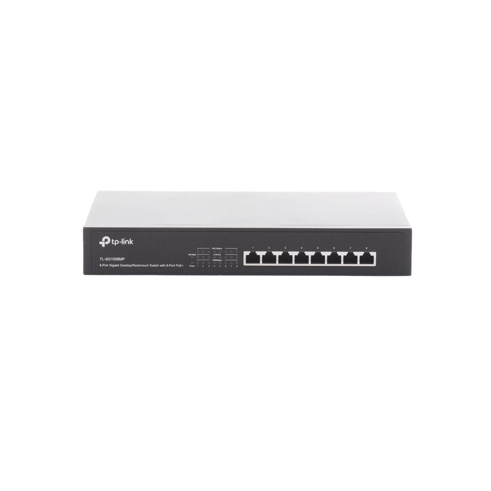 Switch Gigabit PoE+ no administrable de 8 puertos 10/100/1000 Mbps y 8 puertos PoE para escritorio