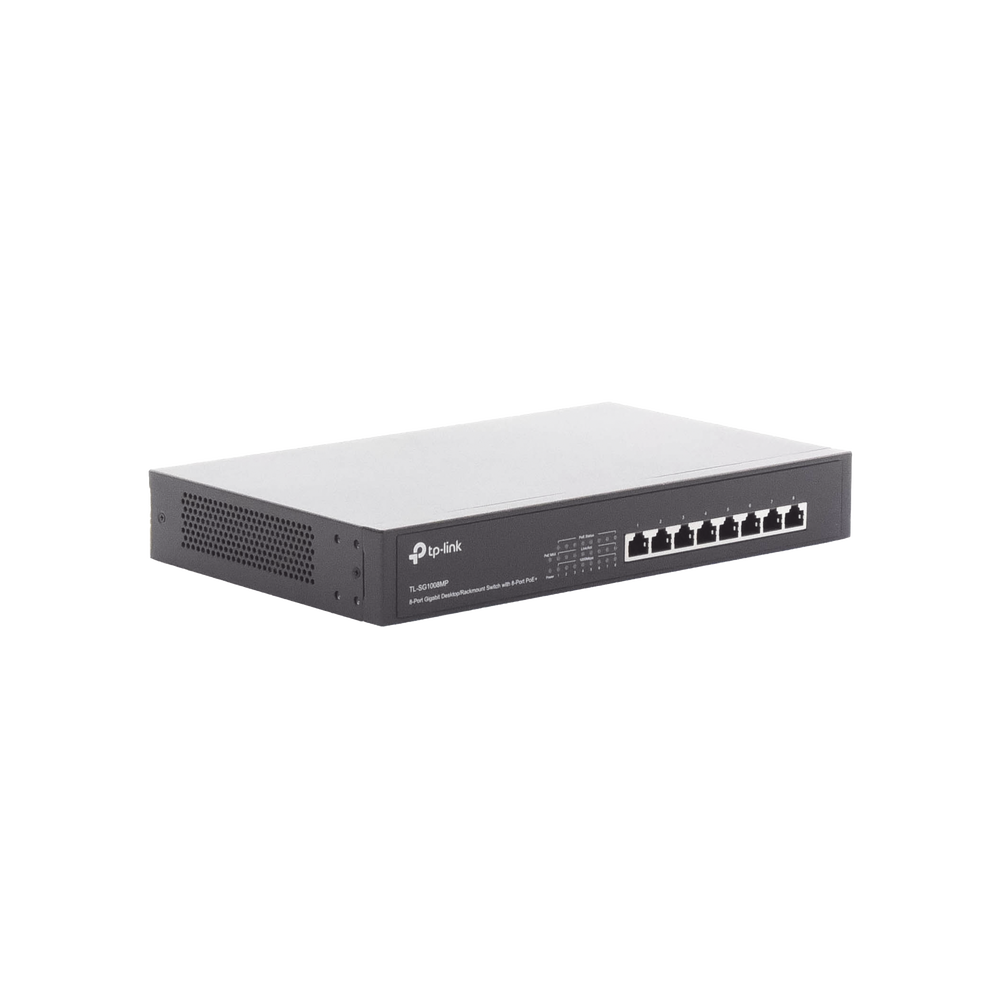 Switch Gigabit PoE+ no administrable de 8 puertos 10/100/1000 Mbps y 8 puertos PoE para escritorio