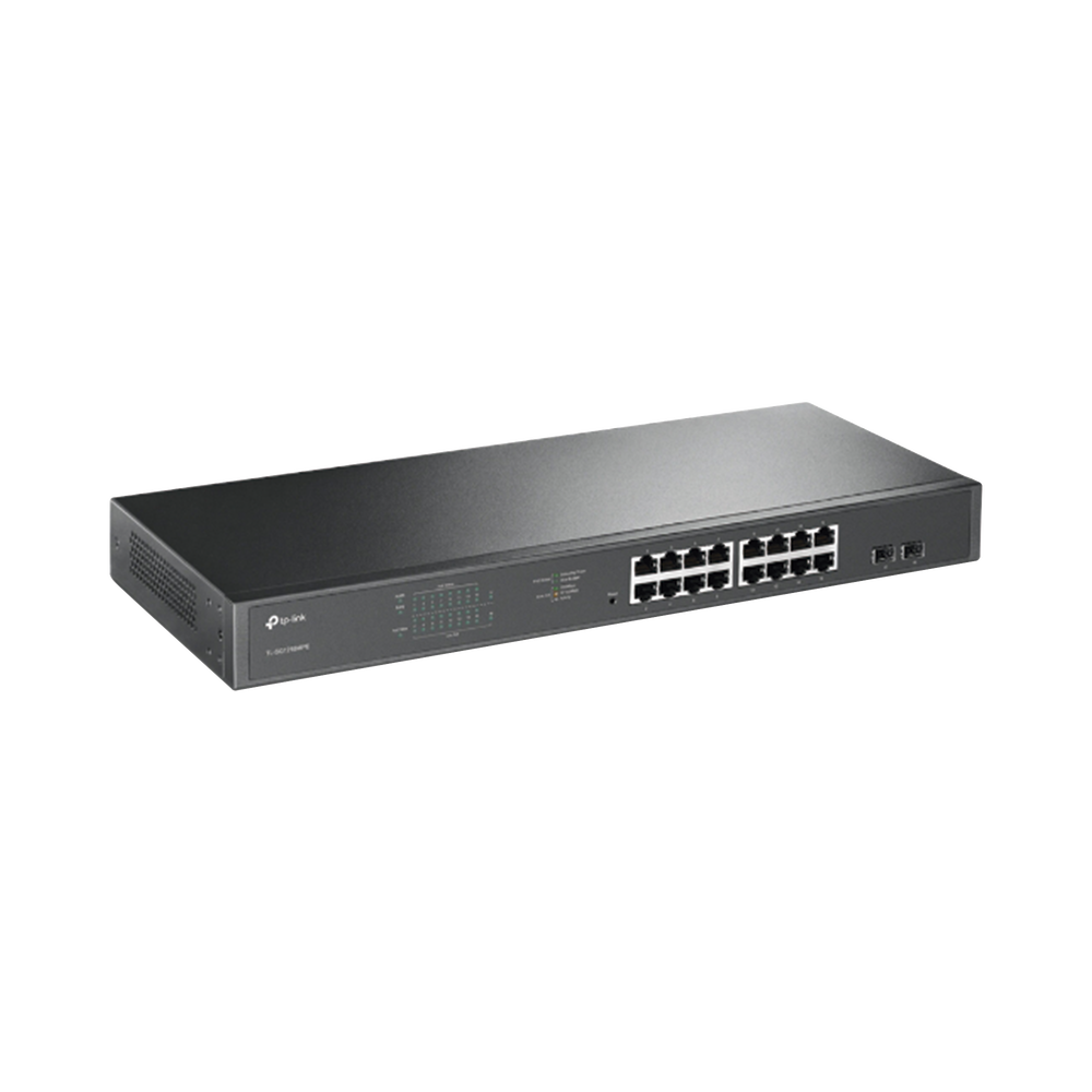 Switch JetStream de 16 puertos 10/100/1000Mbps y PoE af/at, 2 puertos SFP hasta 192W.