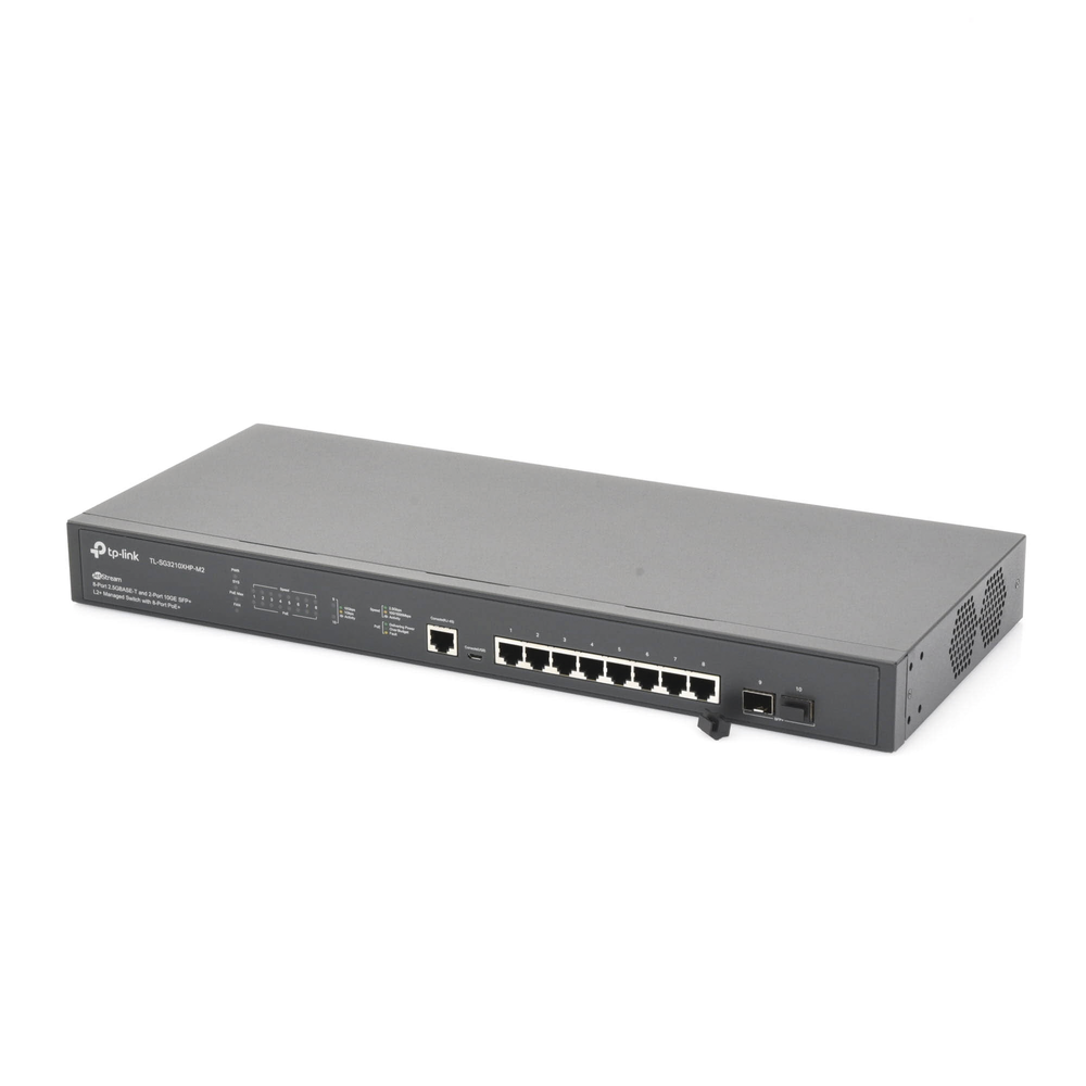 Switch PoE+ JetStream SDN Administrable 8 puertos 100/1000/2500 Mbps + 2 puertos SFP+, 8 puertos PoE+, 240W, administración centralizada OMADA SDN, ideal para Wi-Fi 6