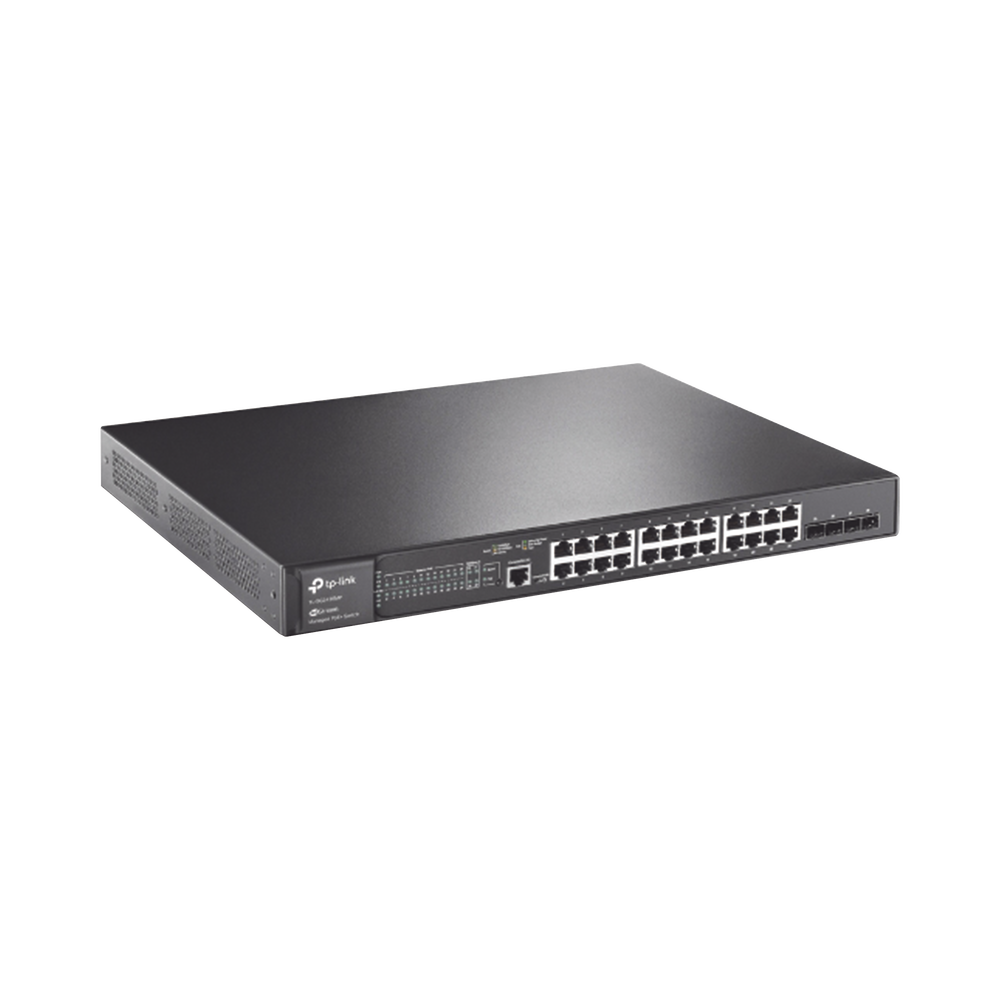 Switch PoE+ JetStream SDN Administrable 28 puertos 10/100/1000 Mbps + 4 puertos SFP, 24 puertos PoE, 384W, administración centralizada OMADA SDN