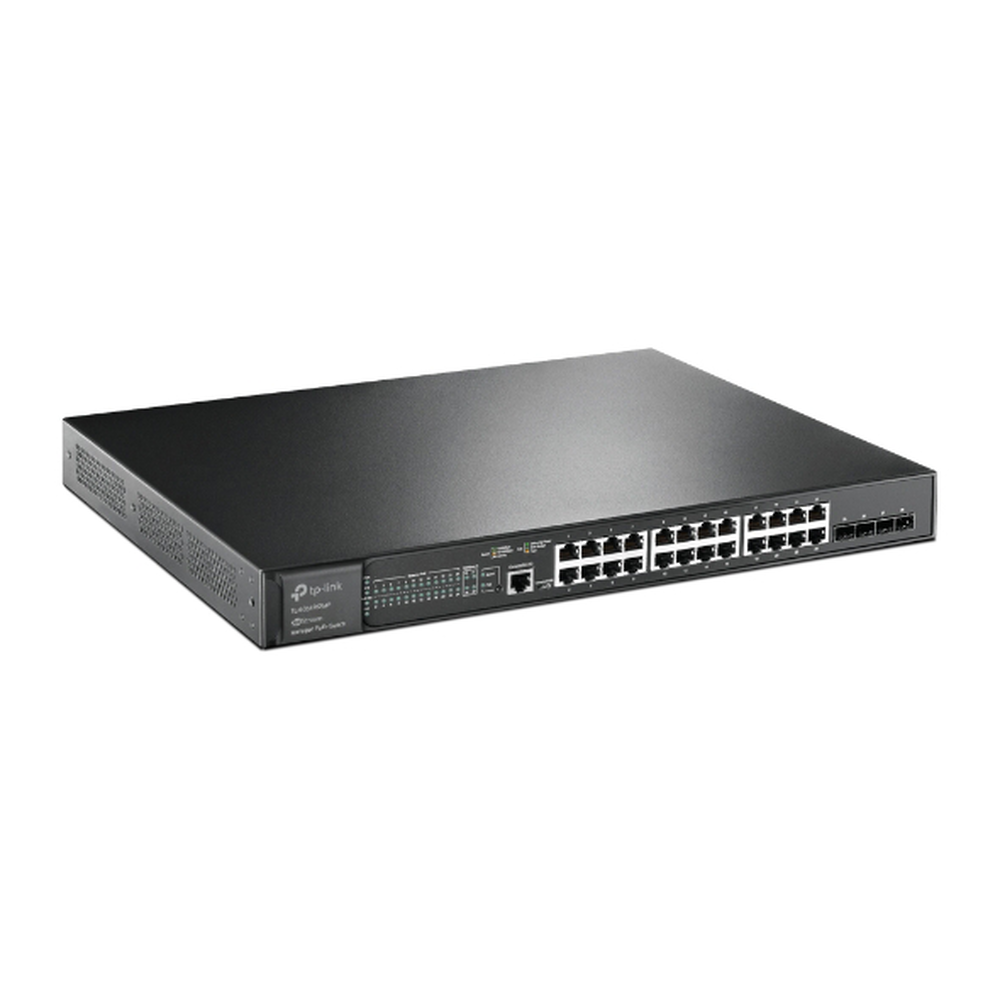 JetStream SDN Managed PoE+ Switch 24 ports 10/100/1000 Mbps + 4 SFP+ ports, 24 PoE+ ports, 384W, centralized management OMADA SDN