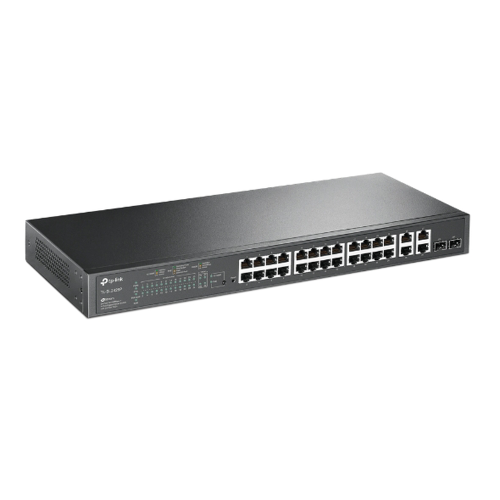 JetStream SDN Managed PoE+ Switch 24 ports 10/100 Mbps + 2 ports 10/100/1000 Mbps (Uplink) + 2 ports SFP (combo 2 RJ45 10/100/1000 Mbps), 250W, centralized management OMADA SDN