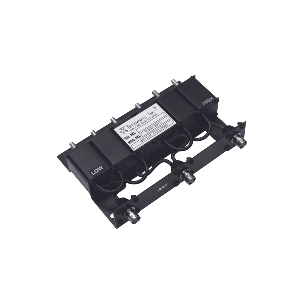 Duplexer Compacto Móvil, 806-869 MHz, 5/45 MHz Sep., 50 Watt, 70 dB, Rechazo de Banda,
