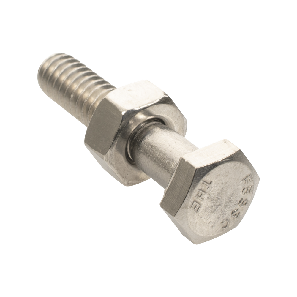 Paquete de 6 tornillos con tuercas de acero inoxidable 1/4 x 1 1/4”.