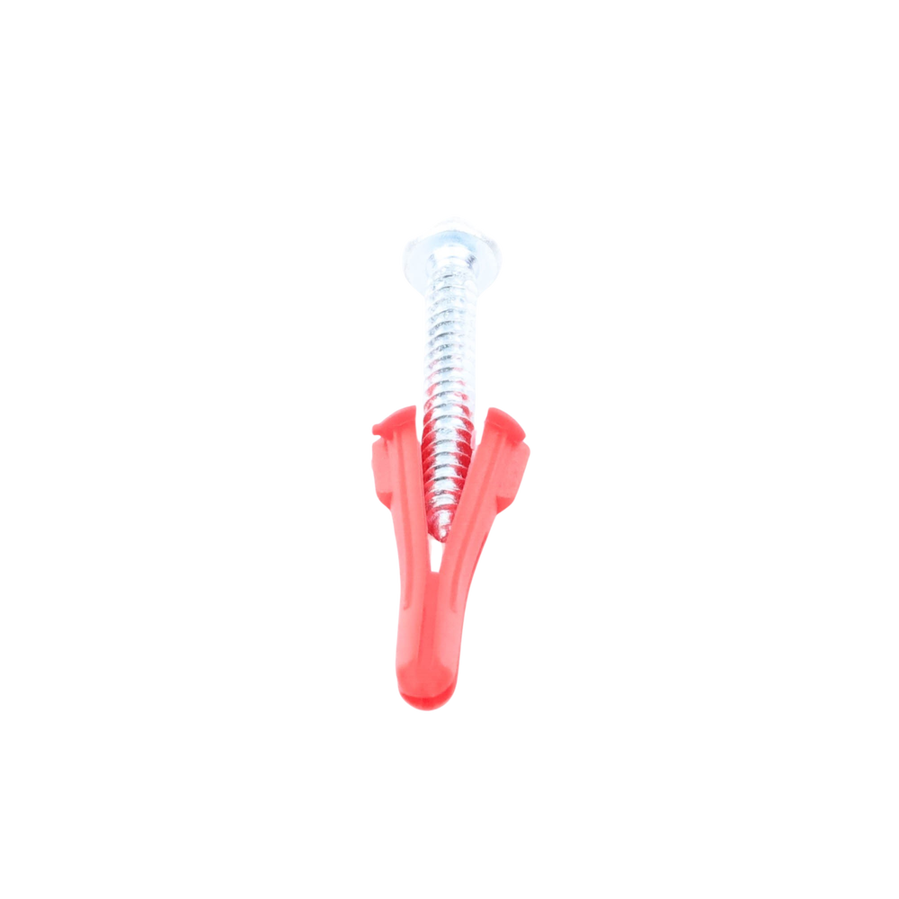 Paquete de 10 taquetes rojos 1 1/2" y 10 tornillos 10mm x 1 1/2" (1103-05002)