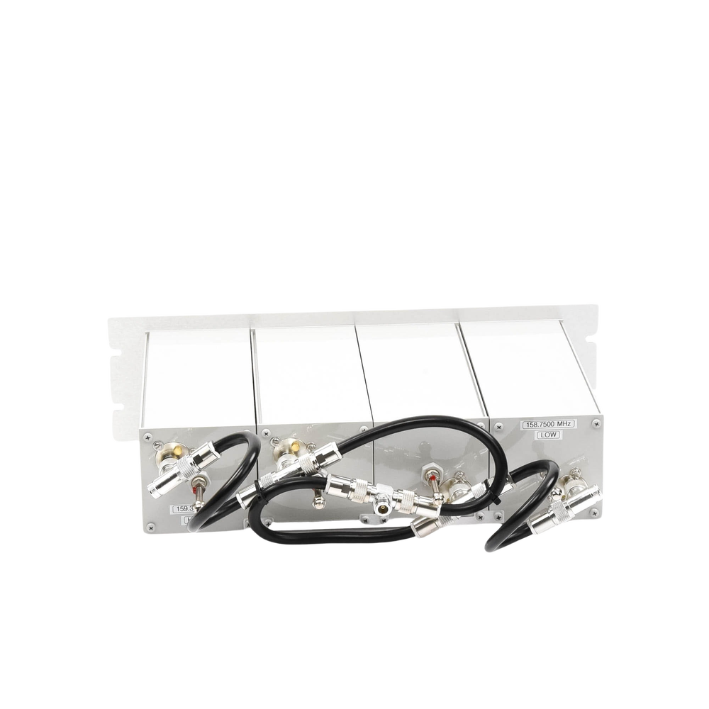 Duplexer Compacto Pasa Banda-Rechazo de Banda, 148-174 MHz, 4Cav.(4" por Lado) 600 kHz, 1.5 dB, 350 Watt, N Hembras.