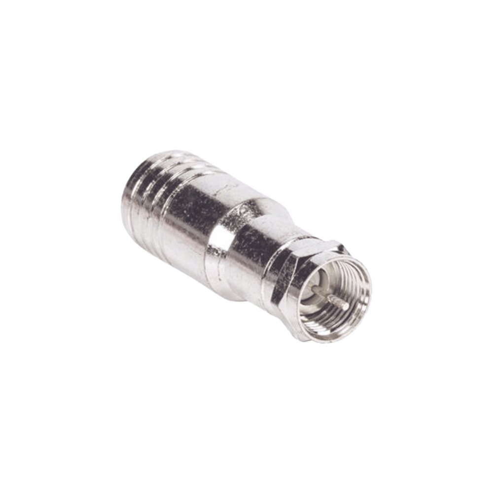 Conector F Macho en 75 Ohm, Plegable para Instalar en Cables Coaxiales RG-11, Cuerpo de Bronce-Niquelado/ Teflón.