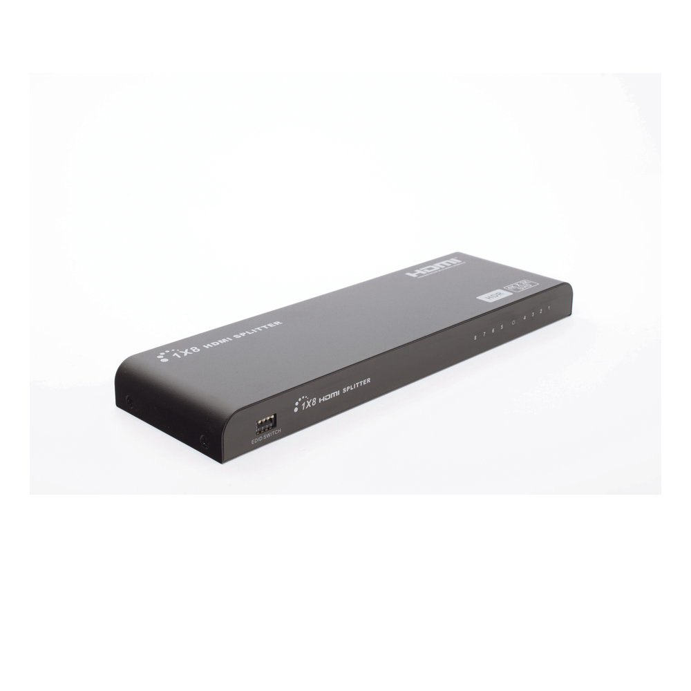 Divisor (Splitter) HDMI 4K de 1 Entrada a 8 Salidas (Simultaneas) / Soporta 4K×2K / Soporta 4 equipos con conexión en Cascada / Ajuste de resoluciones EDID / HDR / HDMI 2.0 / HDCP 2.2 / Permite mezclar pantallas en 4K y 1080P