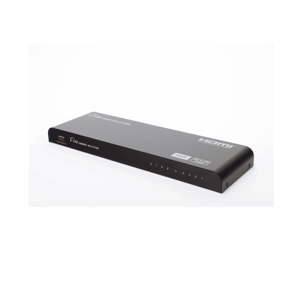 Divisor (Splitter) HDMI 4K de 1 Entrada a 8 Salidas (Simultaneas) / Soporta 4K×2K / Soporta 4 equipos con conexión en Cascada / Ajuste de resoluciones EDID / HDR / HDMI 2.0 / HDCP 2.2 / Permite mezclar pantallas en 4K y 1080P