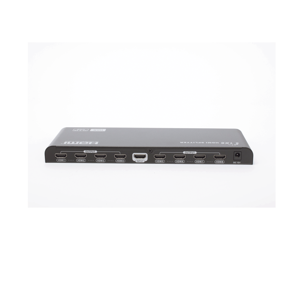 Divisor (Splitter) HDMI 4K de 1 Entrada a 8 Salidas (Simultaneas) / Soporta 4K×2K / Soporta 4 equipos con conexión en Cascada / Ajuste de resoluciones EDID / HDR / HDMI 2.0 / HDCP 2.2 / Permite mezclar pantallas en 4K y 1080P