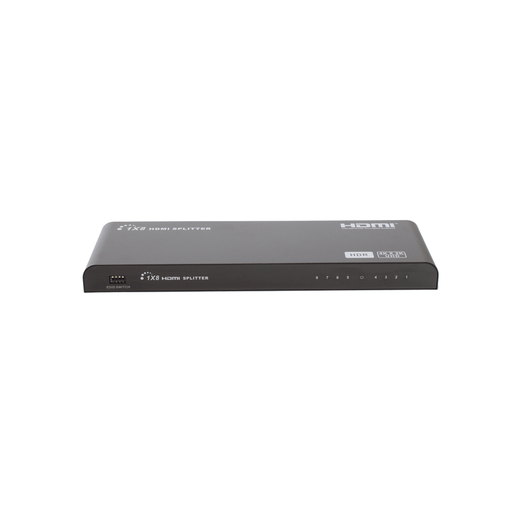 Divisor (Splitter) HDMI 4K de 1 Entrada a 8 Salidas (Simultaneas) / Soporta 4K×2K / Soporta 4 equipos con conexión en Cascada / Ajuste de resoluciones EDID / HDR / HDMI 2.0 / HDCP 2.2 / Permite mezclar pantallas en 4K y 1080P