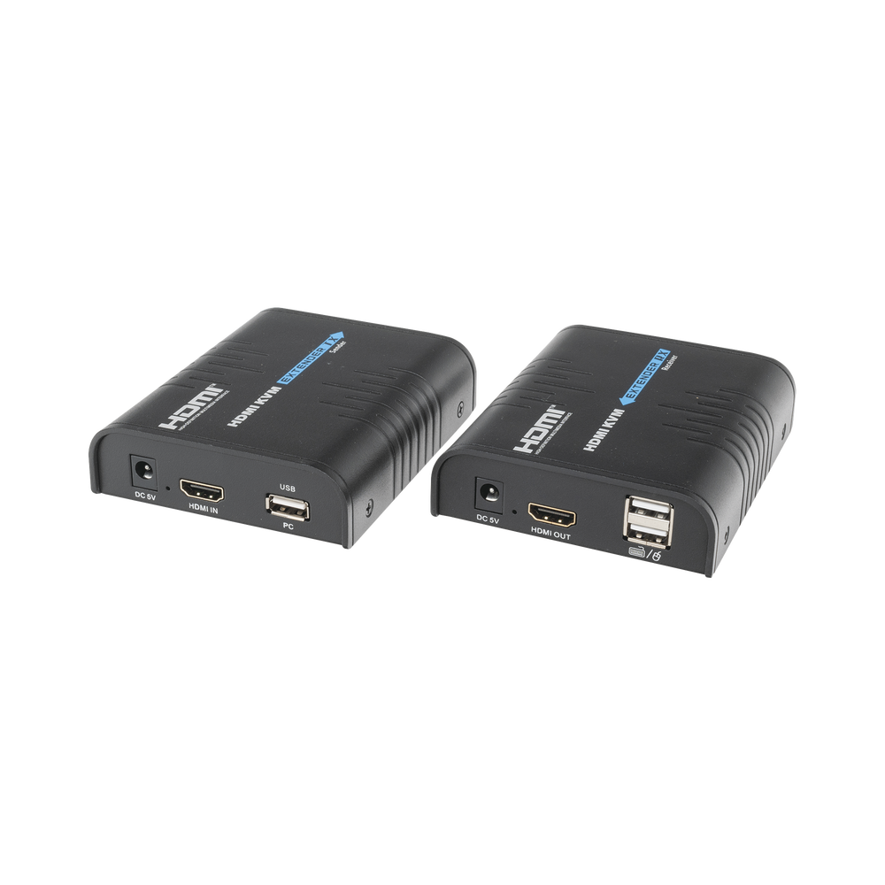 Kit extensor KVM (HDMI y USB) hasta 120 metros / Resolución 1080P @ 60 Hz/ Soporta Cables de red STP y UTP CAT5/5E/6 / HDMI 1.3 / HDCP 1.2 / PCM / Transmite el Video, Mouse, Teclado y Controla tu DVR vía USB a distancia