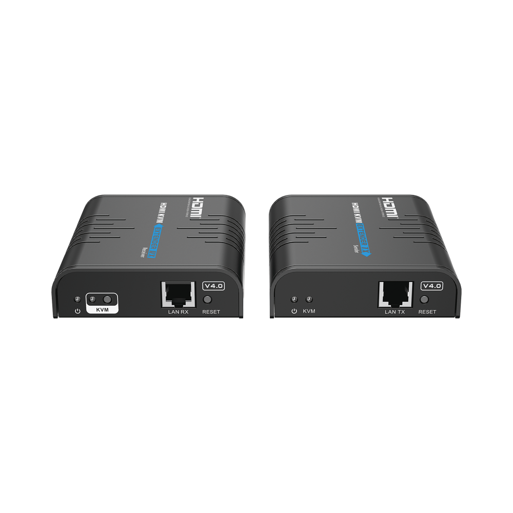 KVM Extender Kit (HDMI & USB) up to 120 meters / 1080P @ 60 Hz Resolution / Supports STP and UTP CAT5/5E/6 / Supports Gigabit Switch for multiple KVM control / Supports up to 253 receivers / Transmits Video and Controls your DVR via USB