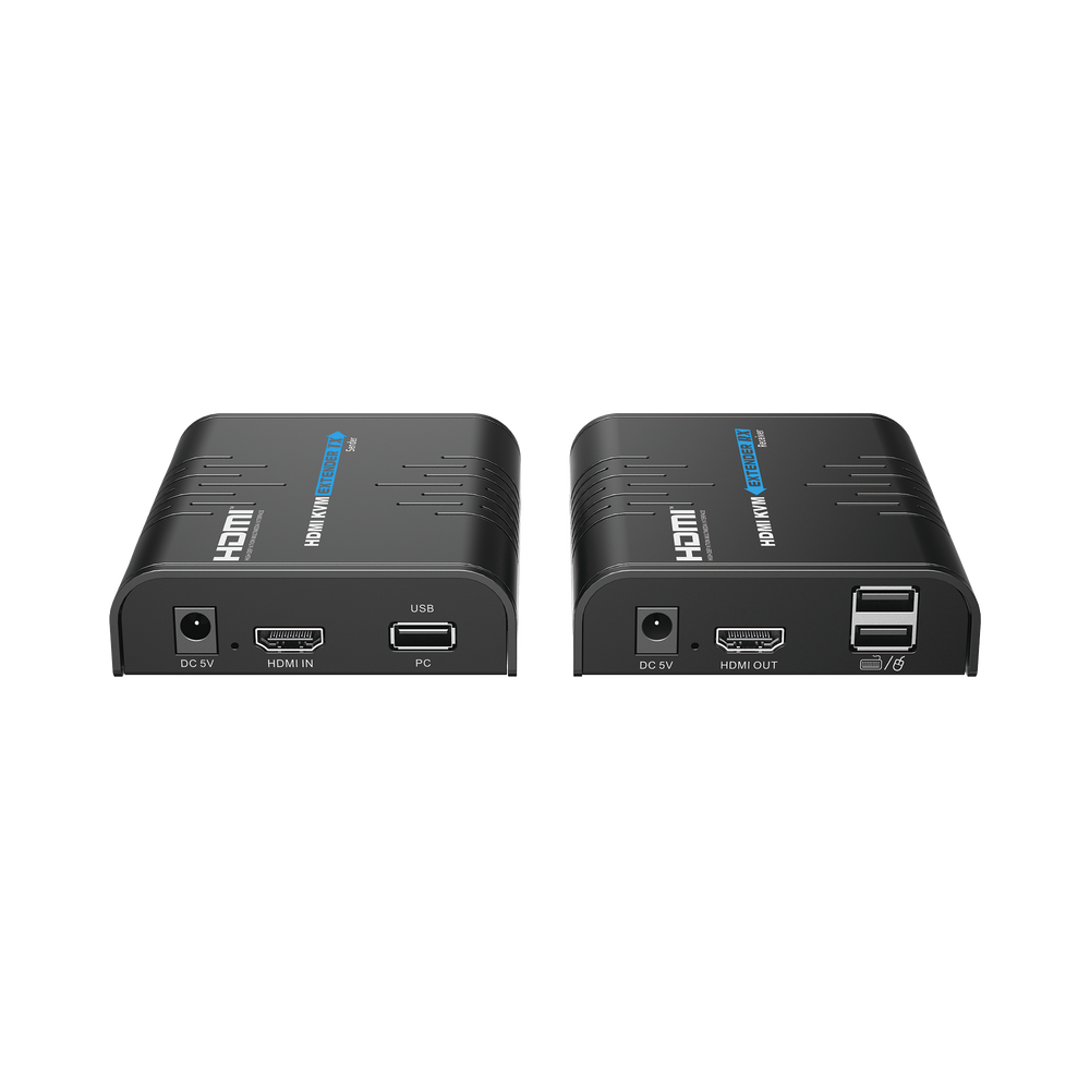 Kit extensor KVM (HDMI y USB) hasta 120 metros / Resolución 1080P @ 60 Hz / Soporta STP y UTP CAT5/5E/6 / Soporta Switch Gigabit para control KVM múltiple / Soporta hasta 253 receptores / Transmite el Video y Controla tu DVR vía USB