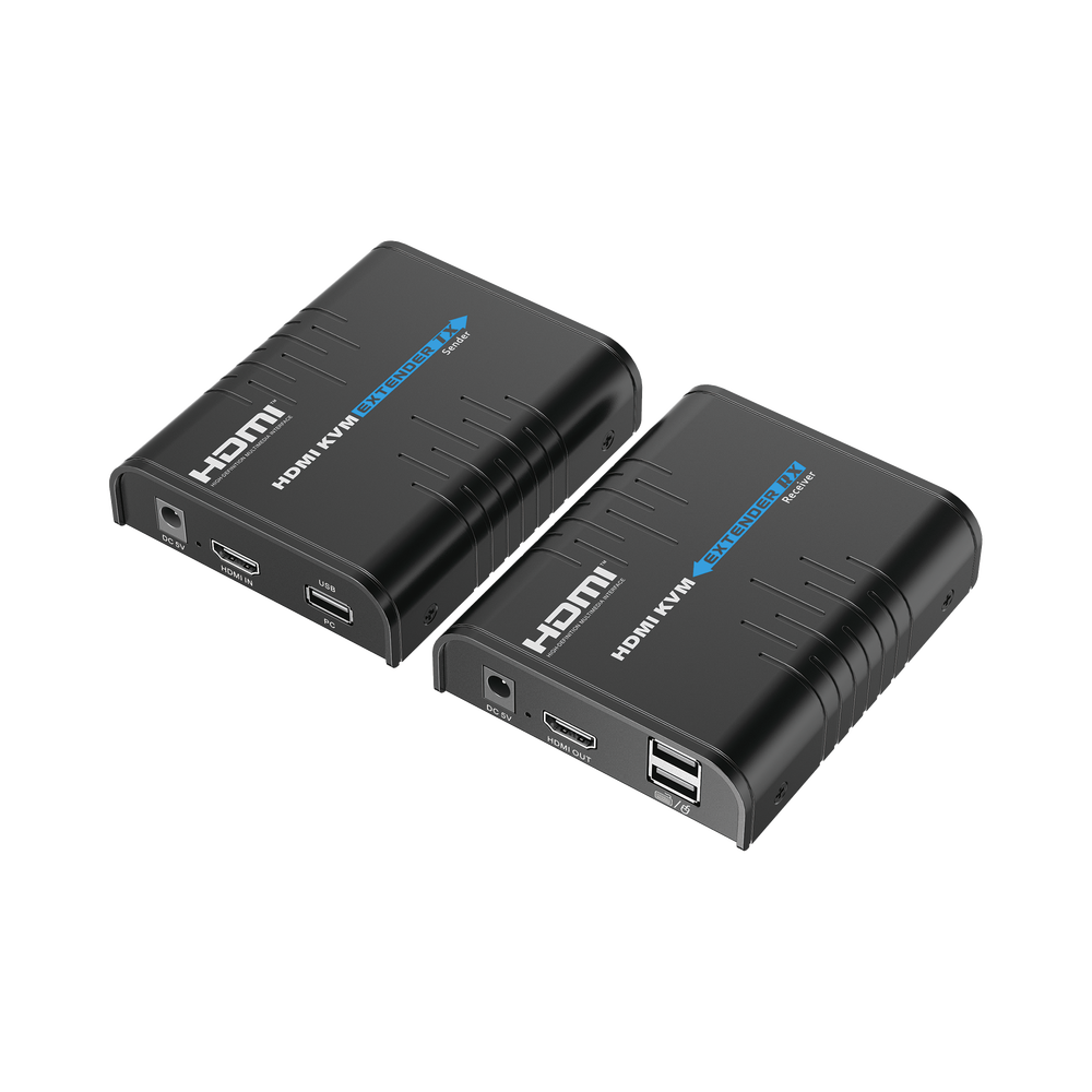 Kit extensor KVM (HDMI y USB) hasta 120 metros / Resolución 1080P @ 60 Hz / Soporta STP y UTP CAT5/5E/6 / Soporta Switch Gigabit para control KVM múltiple / Soporta hasta 253 receptores / Transmite el Video y Controla tu DVR vía USB