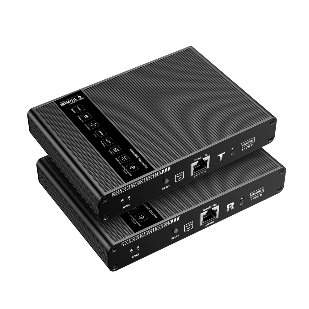Kit extensor KVM (HDMI y USB) hasta 70 metros / Resolución 4K @ 60 Hz/ Cat 6, 6a y 7 / IPCOLOR / CERO LATENCIA / HDR10 / Salida Loop / IR bidireccional / Puerto S/PDIF / Uso 24/7 / Transmite el Video y Controla tu DVR vía USB a distancia.