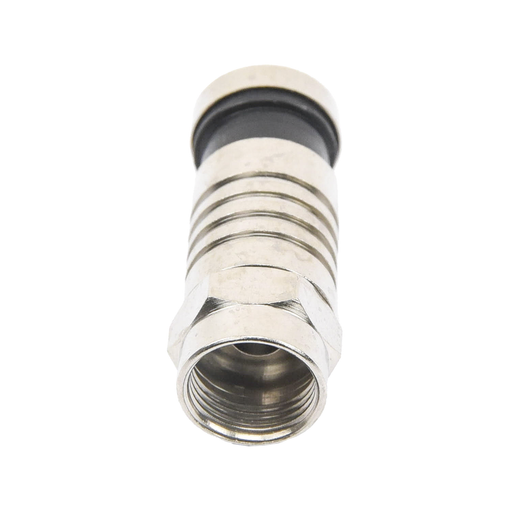 F Male Compression Connector for RG-59 cable, Nickel-plated Bronze Body.
