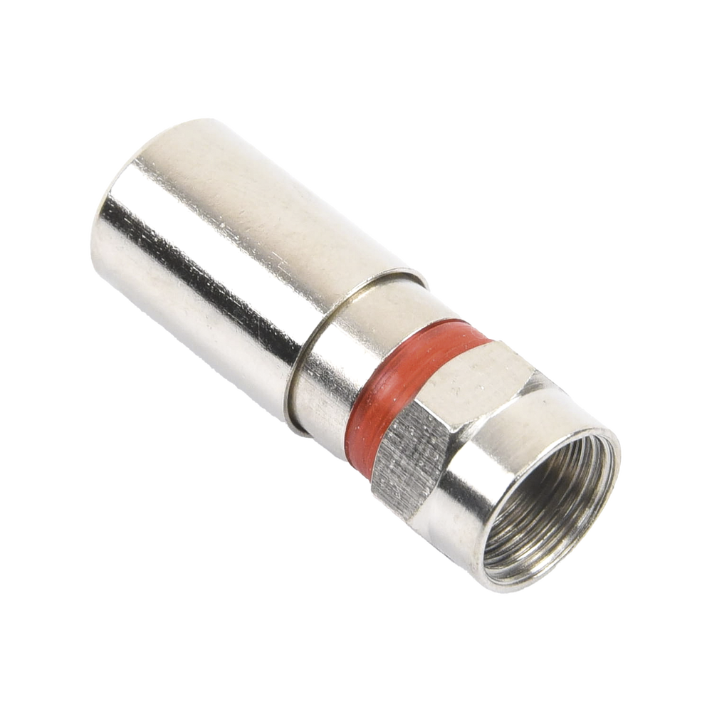 F Male Compression Connector, Metallic for RG-59 cable, Nickel-Plated Bronze Body.