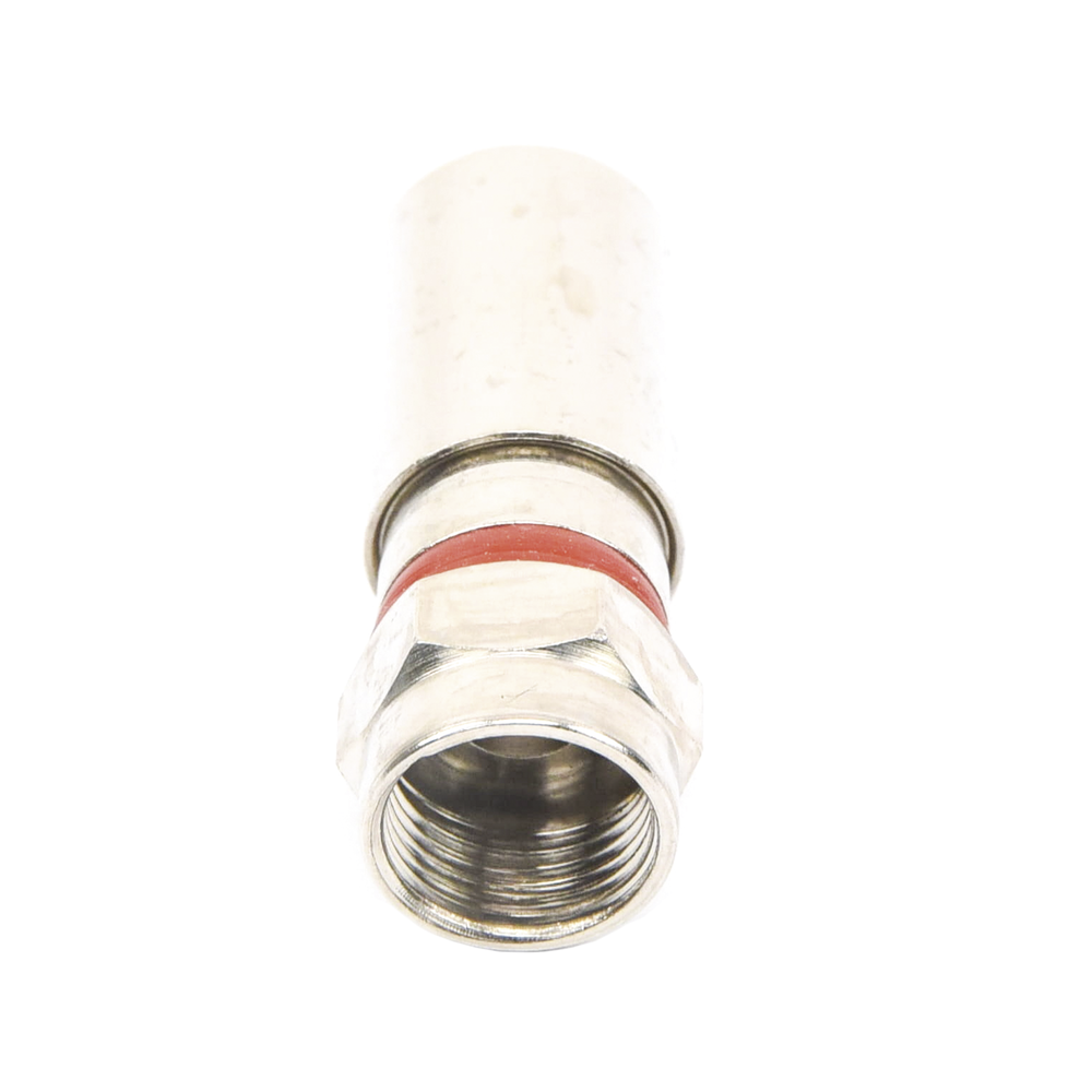 F Male Compression Connector, Metallic for RG-6 cable, Nickel-Plated Bronze Body.