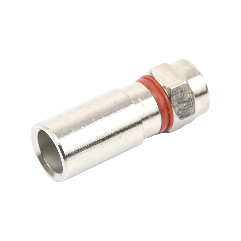 F Male Compression Connector, Metallic for RG-6 cable, Nickel-Plated Bronze Body.