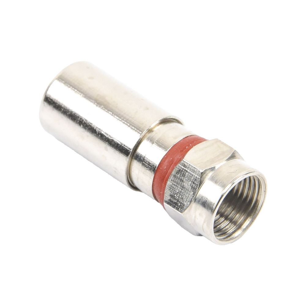F Male Compression Connector, Metallic for RG-6 cable, Nickel-Plated Bronze Body.