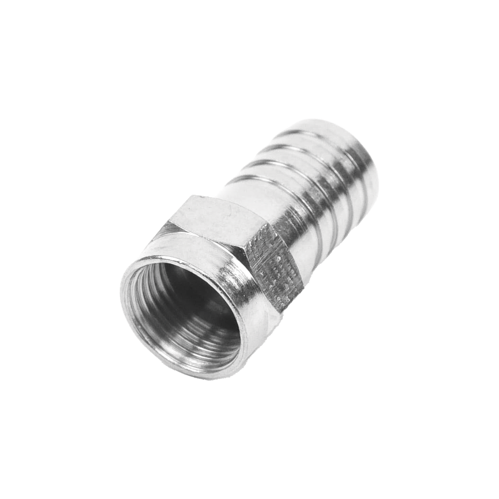 Conector F Macho, Plegable de Doble Blindaje para cable RG-59, Cuerpo de Bronce Niquelado.