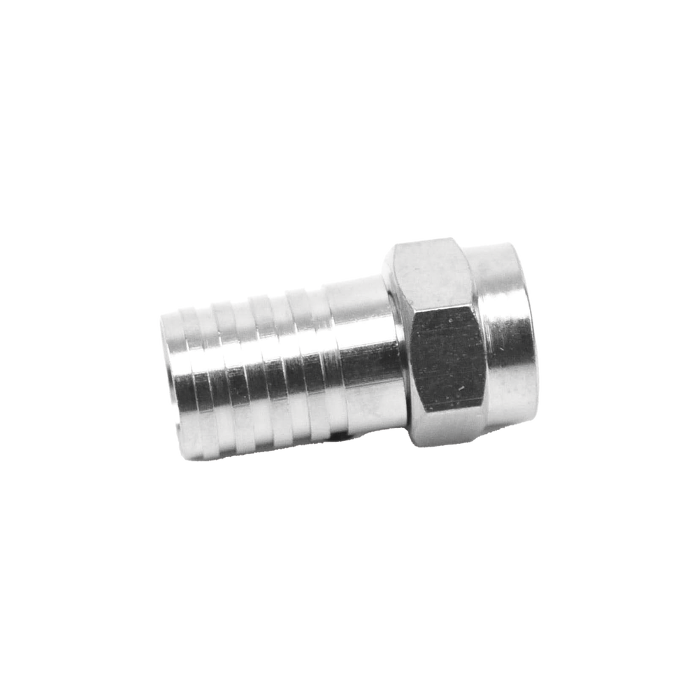 Conector F Macho, Plegable de Doble Blindaje para cable RG-59, Cuerpo de Bronce Niquelado.
