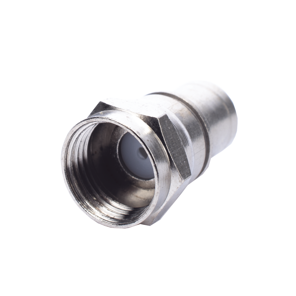 Foldable F Male Connector, With PIN for RG-59 Cable, Nickel-Plated Bronze Body.